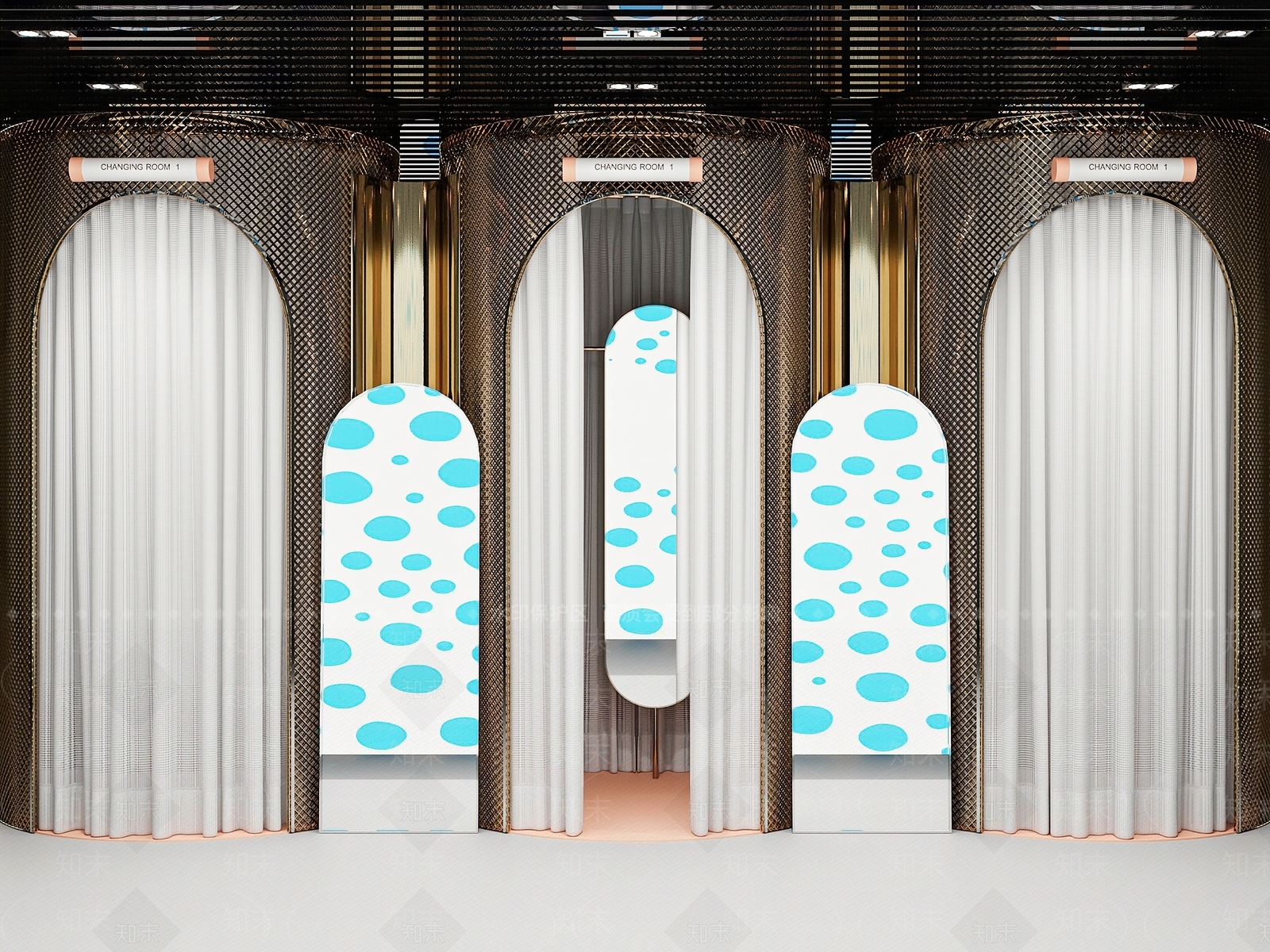 现代服装店试衣间3D模型下载【ID:1141637386】