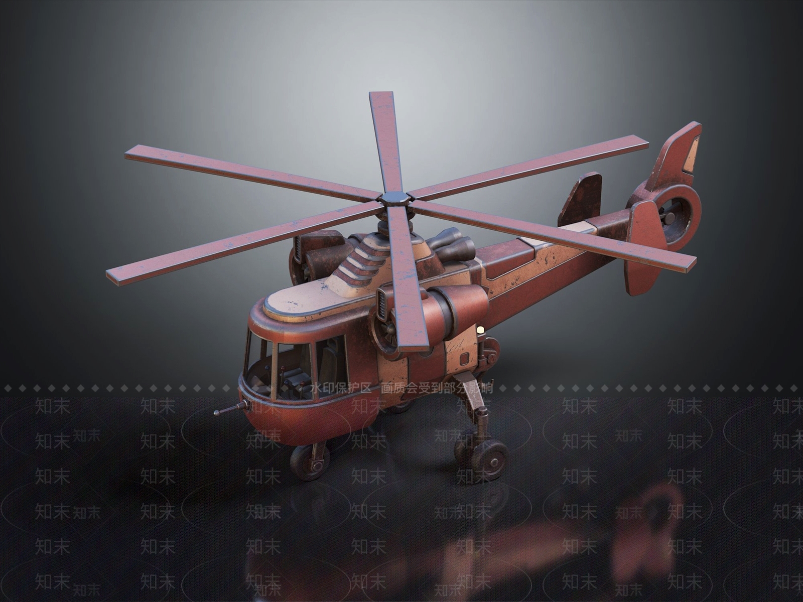 老式直升机3D模型下载【ID:1141639506】
