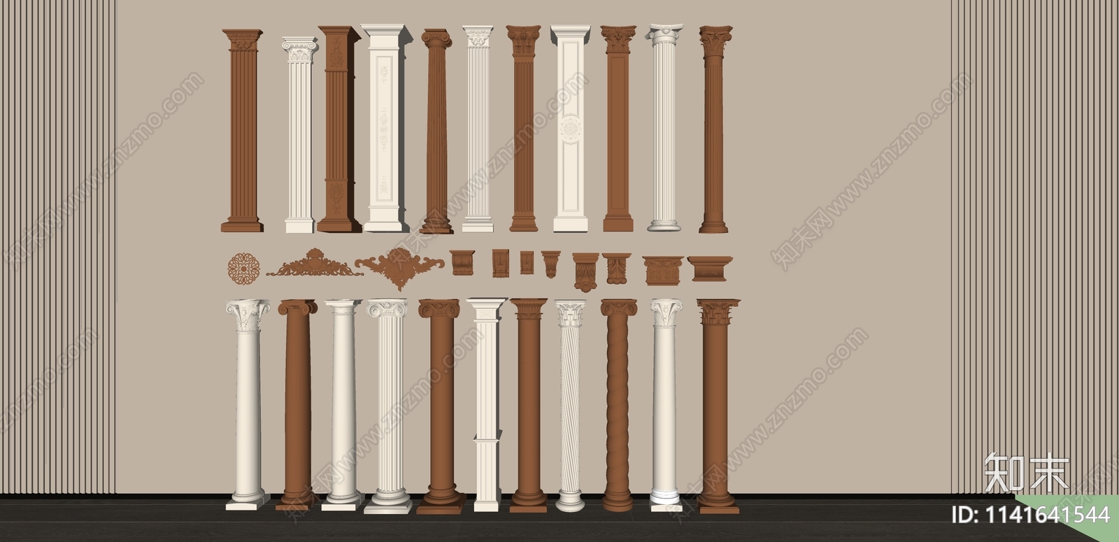 欧式罗马柱SU模型下载【ID:1141641544】