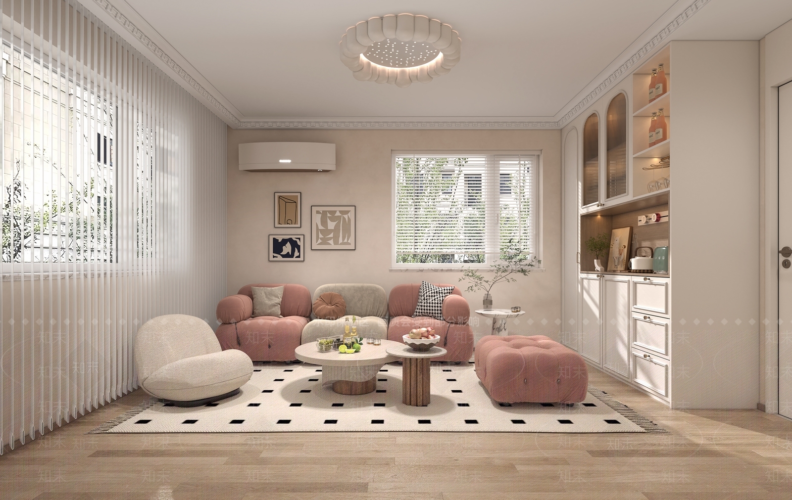 法式简约家居客厅3D模型下载【ID:1141656169】