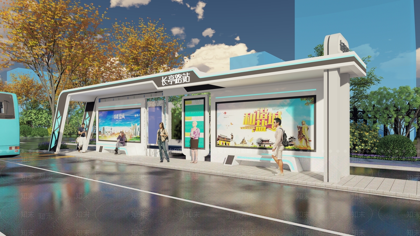 现代公交车站SU模型下载【ID:1141657813】