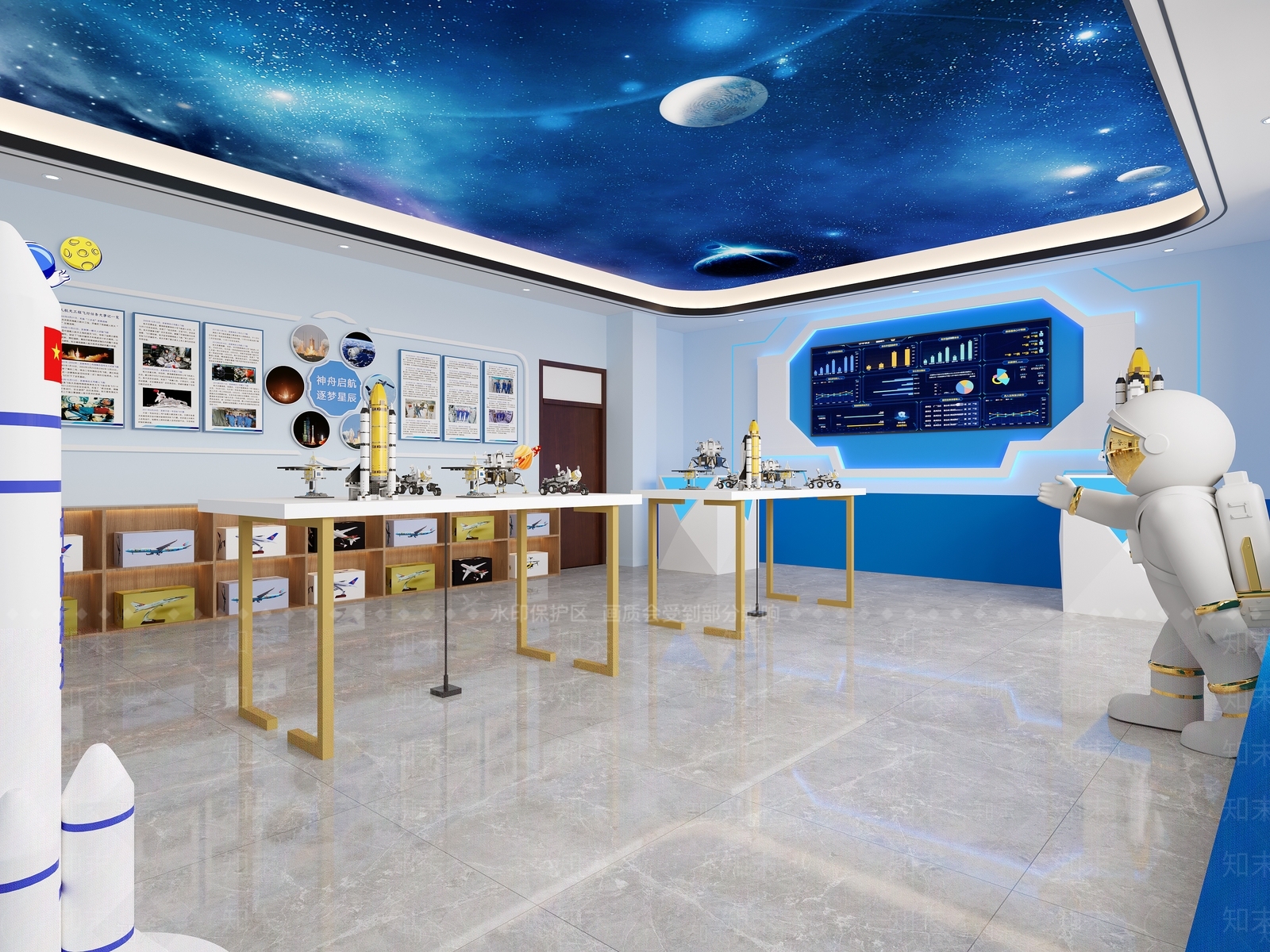 现代航空飞机模型科技展厅3D模型下载【ID:1141658702】