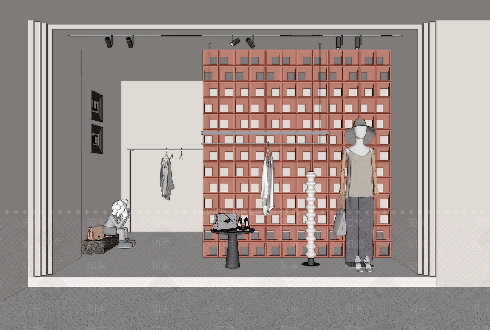现代服装店橱窗SU模型下载【ID:1141660796】