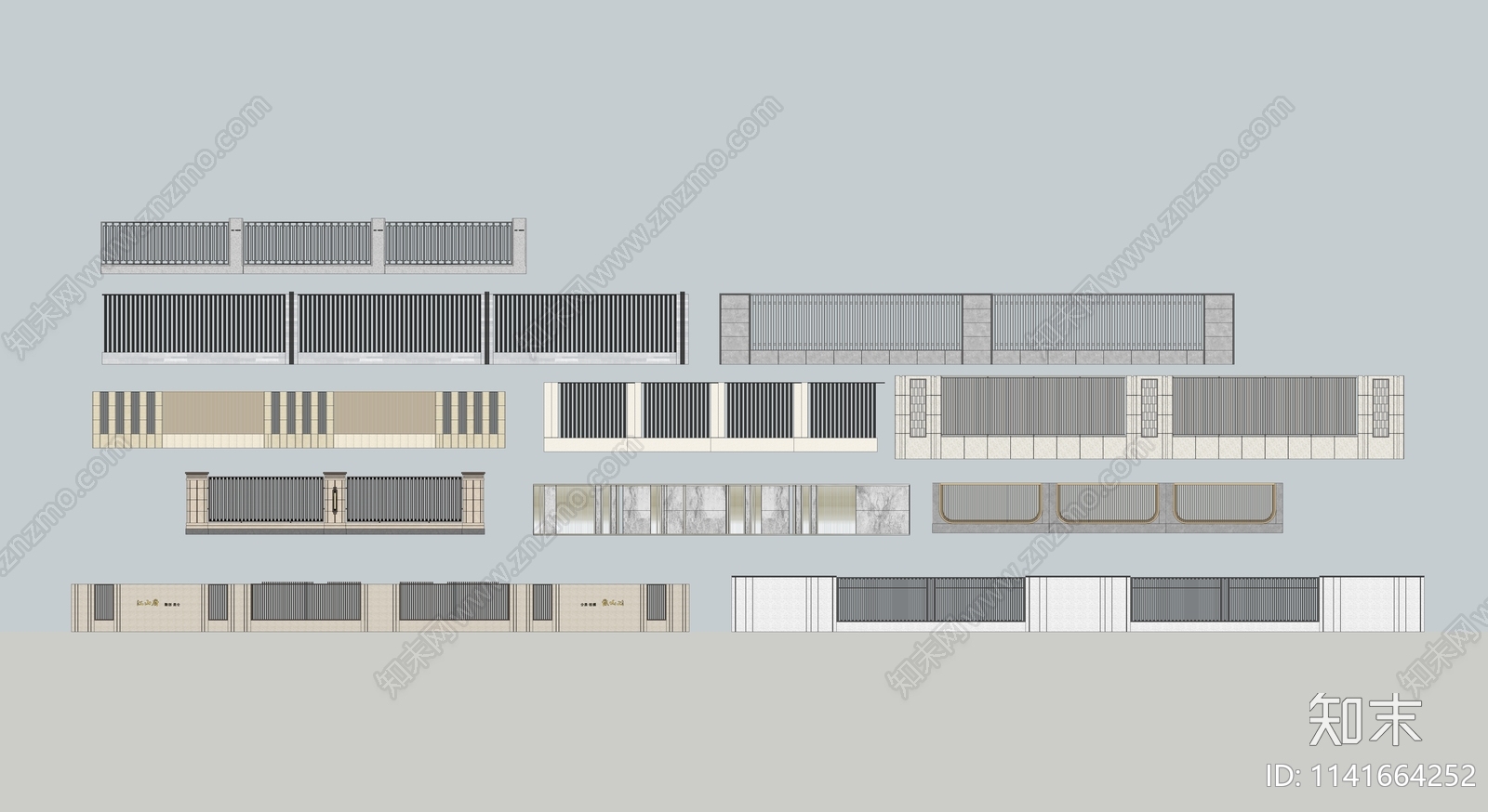 现代围栏护栏SU模型下载【ID:1141664252】