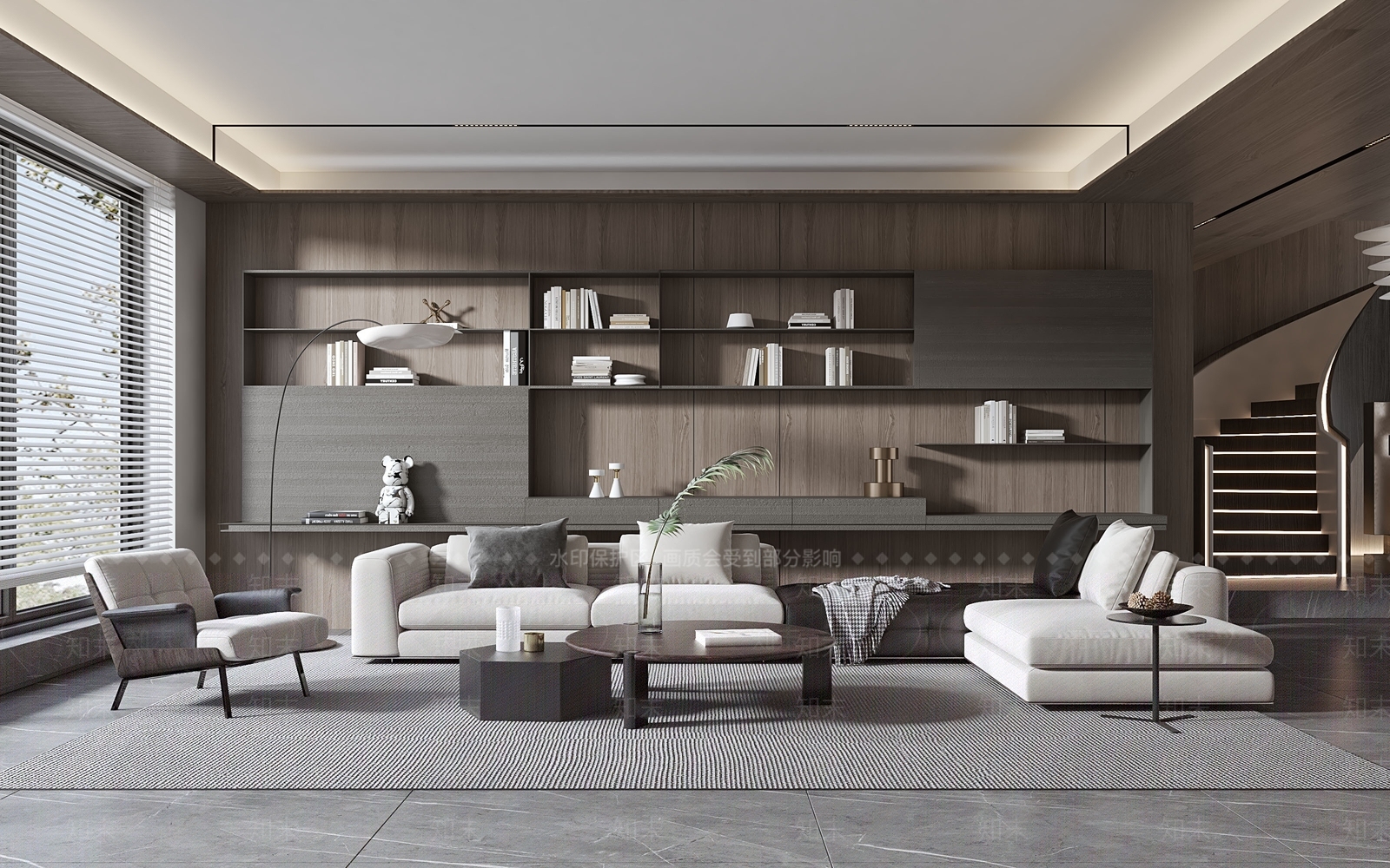 现代别墅客厅3D模型下载【ID:1141666026】_知末3d模型网