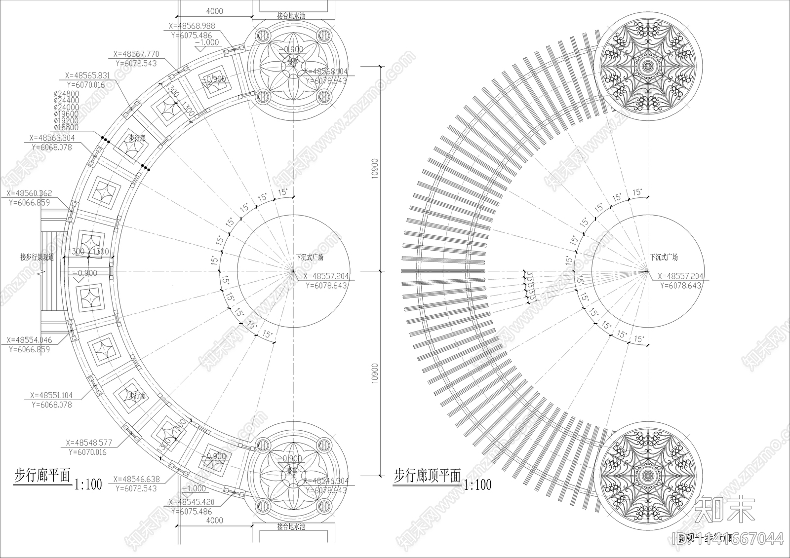 景观步行廊详图cad施工图下载【ID:1141667044】