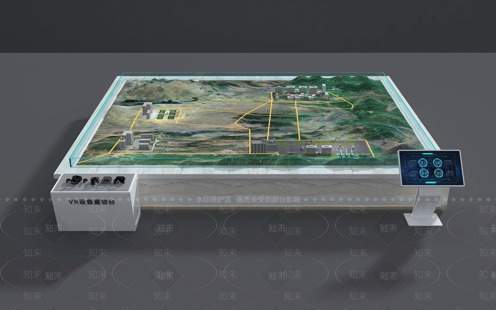 展厅地形沙盘3D模型下载【ID:1141667675】