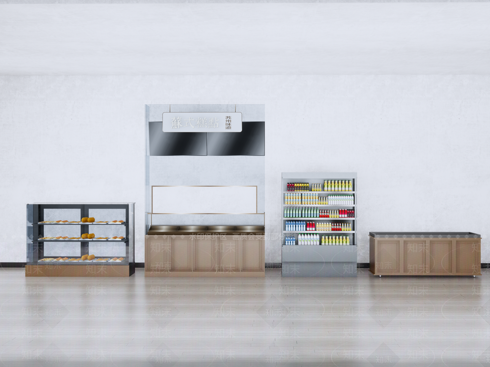 现代面包展柜SU模型下载【ID:1141669294】