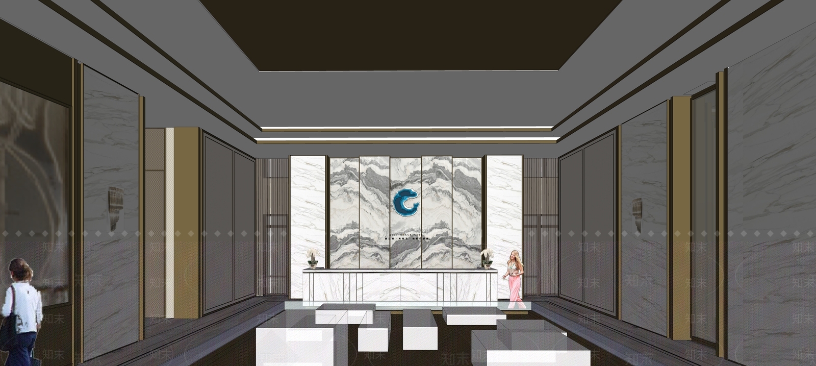 现代售楼处内部SU模型下载【ID:1141669794】