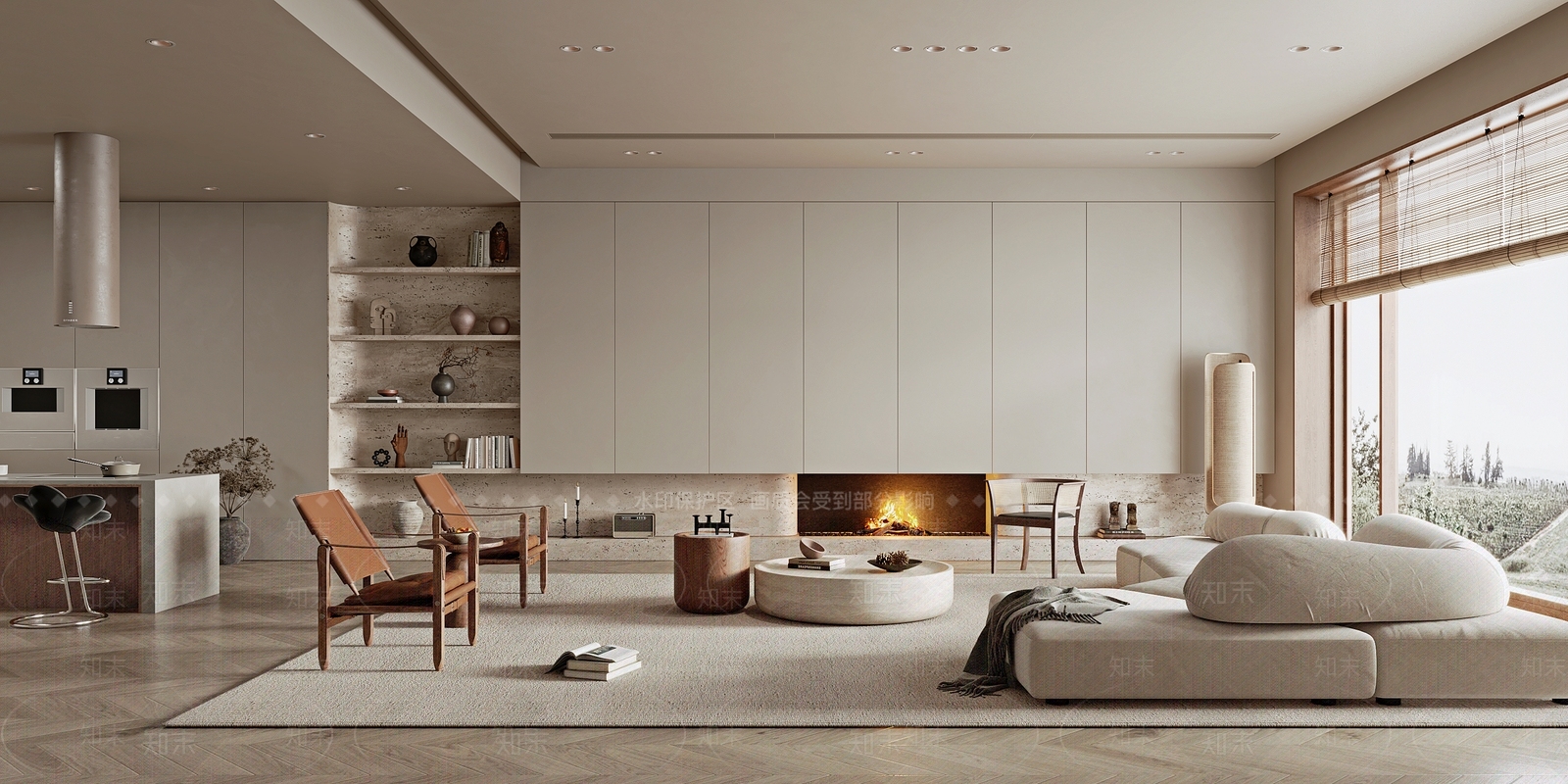 侘寂风客餐厅3D模型下载【ID:1141670333】