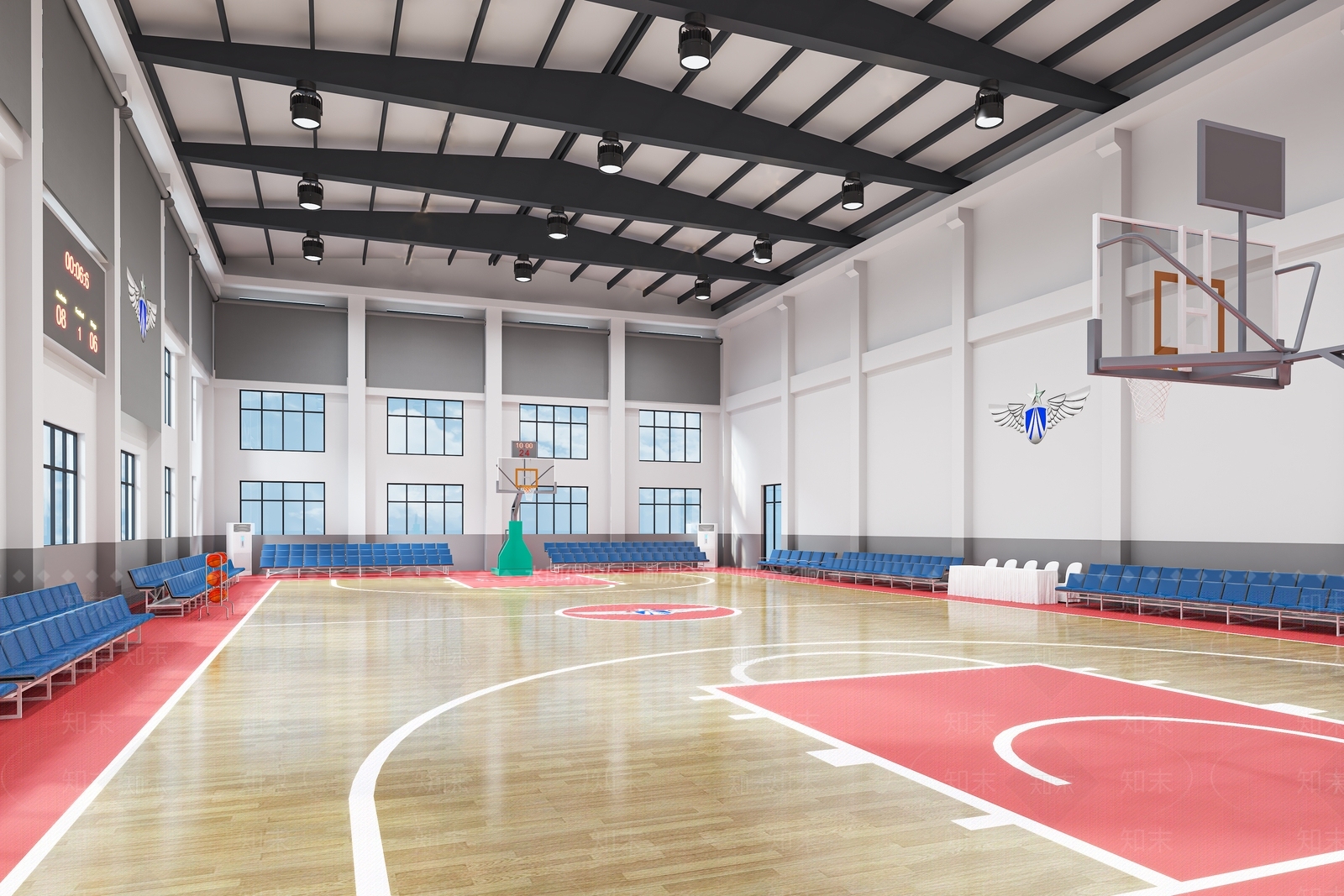 现代篮球场3D模型下载【ID:1141676609】