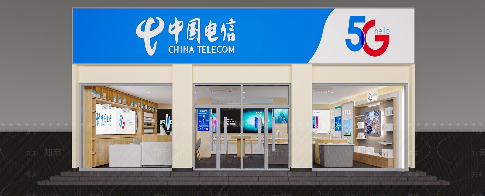 现代中国电信营业厅3D模型下载【ID:1141678272】