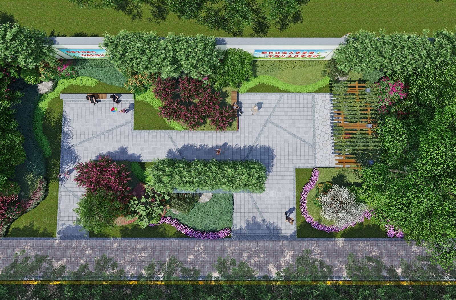现代街边口袋公园SU模型下载【ID:1141679629】