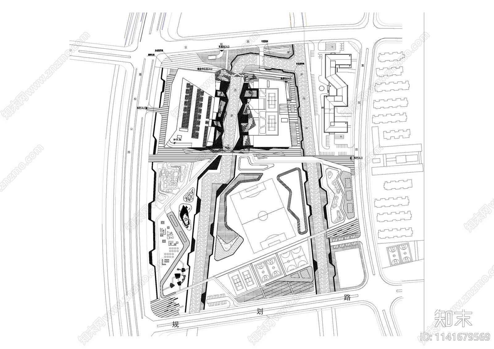 体育公园总平面图cad施工图下载【ID:1141679569】