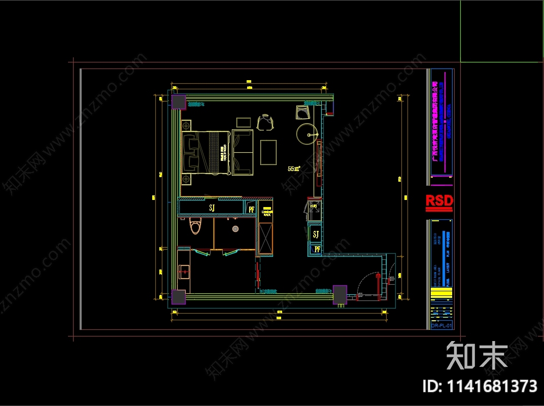 酒店客房全套cad施工图下载【ID:1141681373】