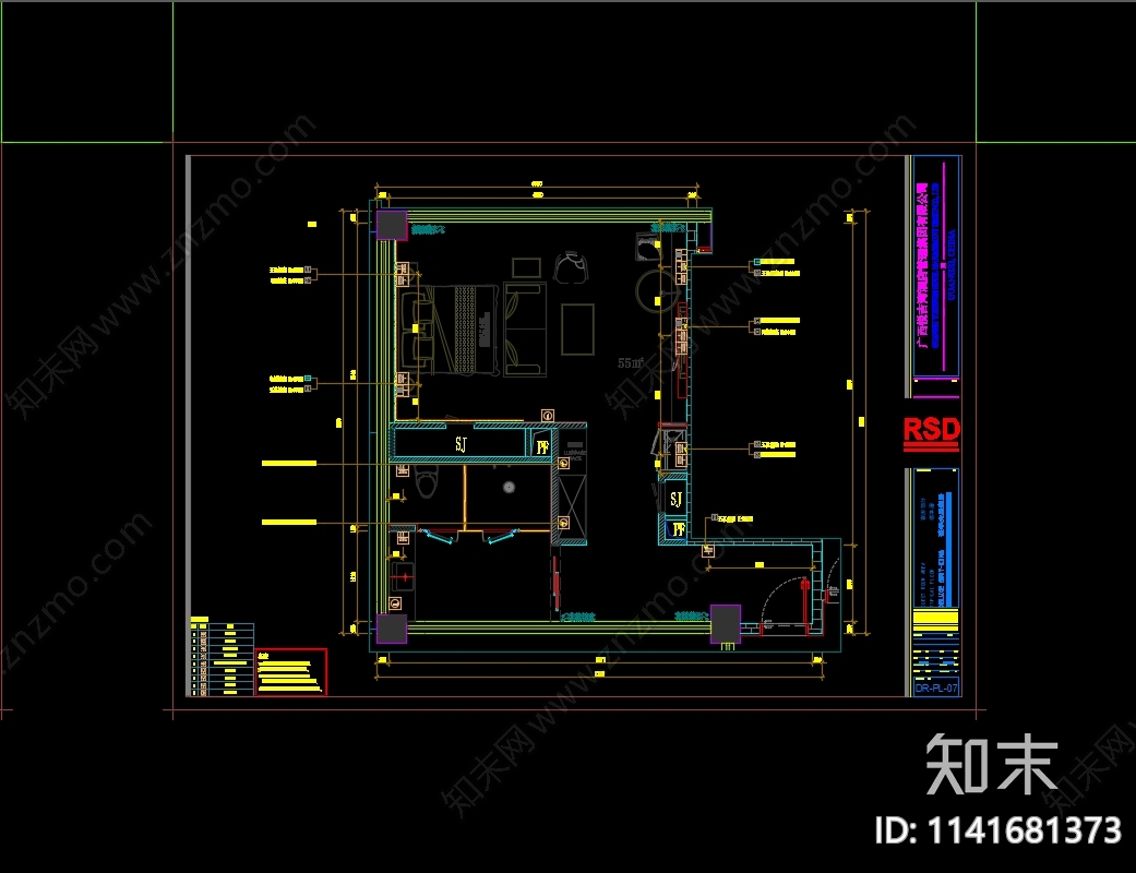 酒店客房全套cad施工图下载【ID:1141681373】