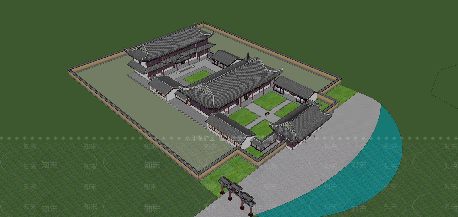 中式祠堂建筑SU模型下载【ID:1141683010】