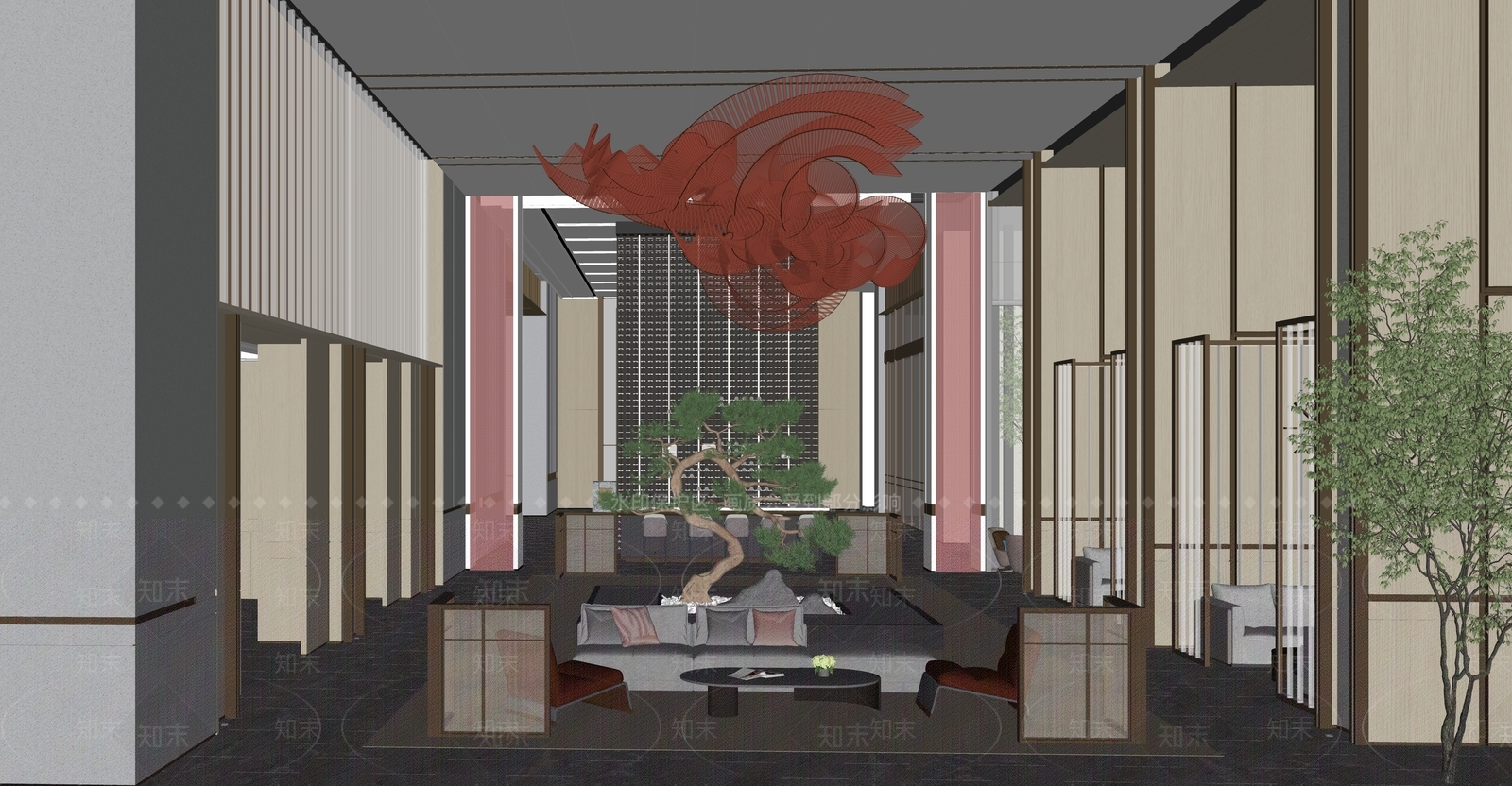 现代酒店大堂SU模型下载【ID:1141684422】
