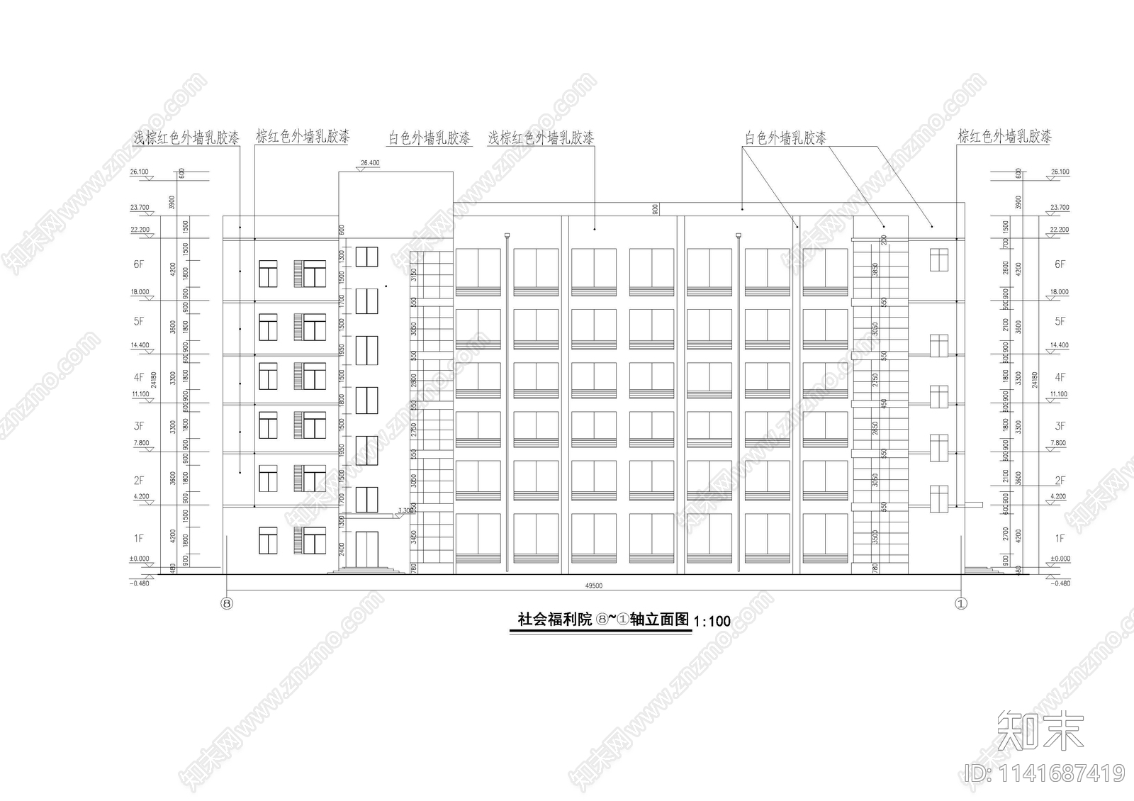 社会福利院建筑cad施工图下载【ID:1141687419】