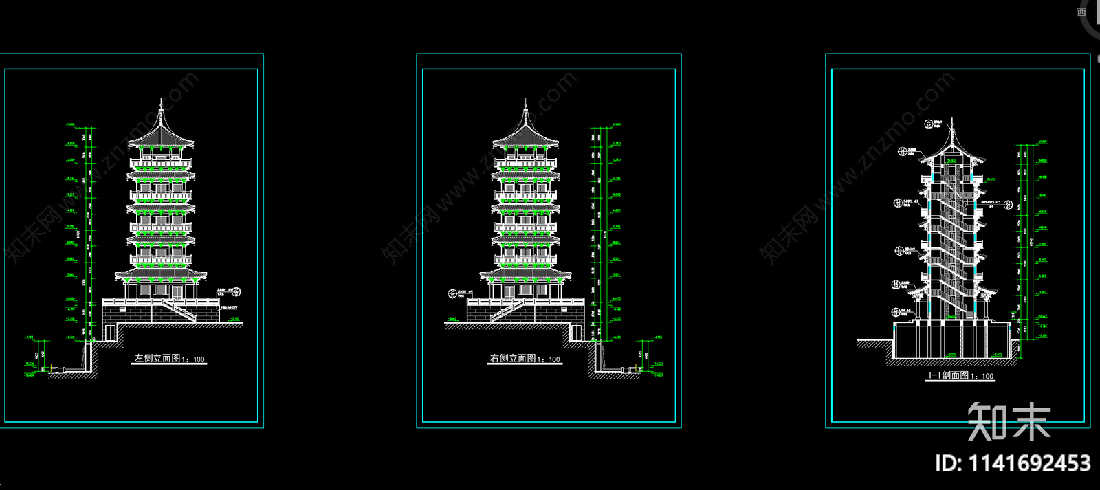 阁楼古建筑cad施工图下载【ID:1141692453】