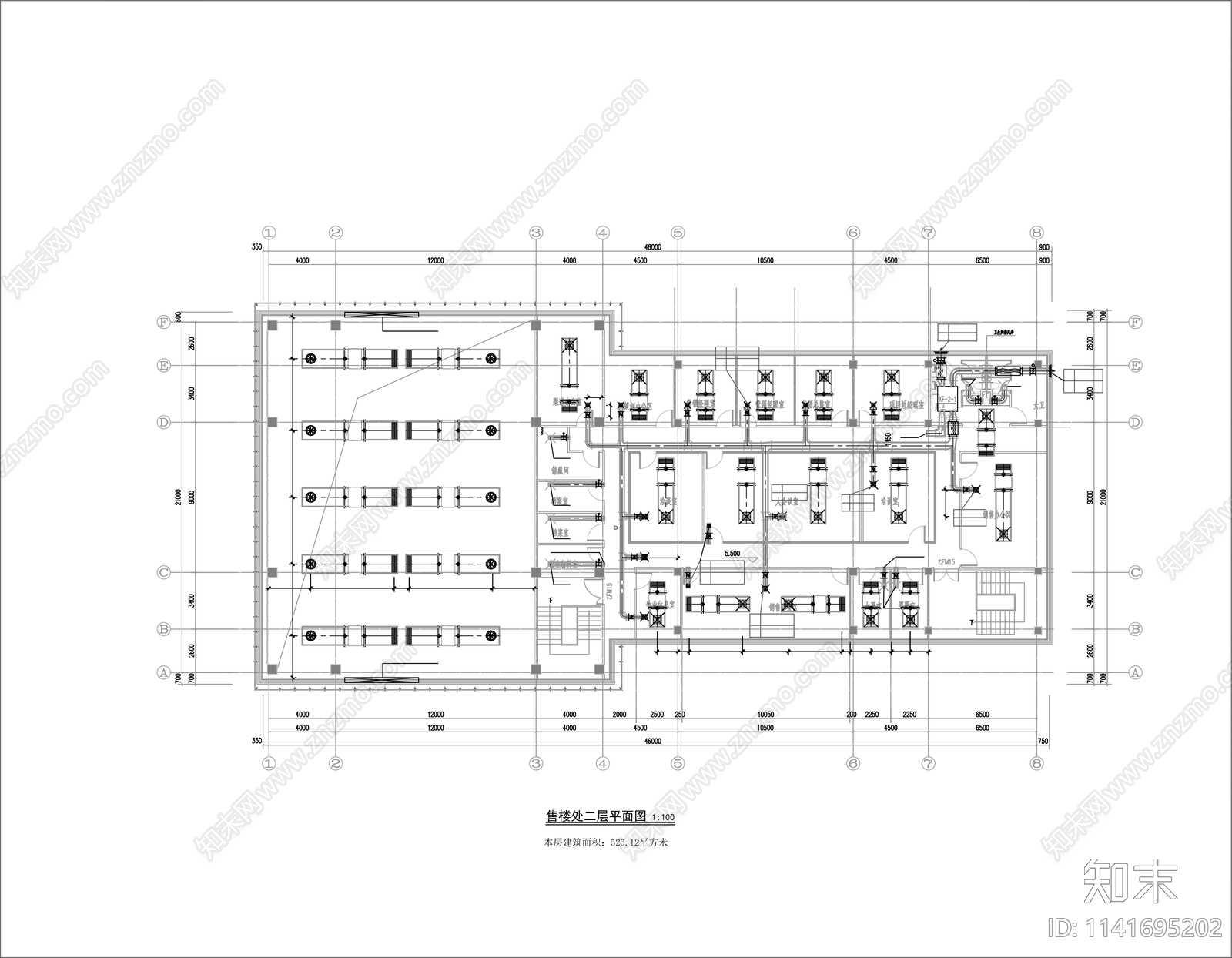 现代售楼处建筑cad施工图下载【ID:1141695202】