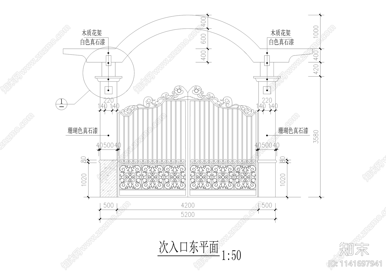 某小区次入口详图cad施工图下载【ID:1141697941】