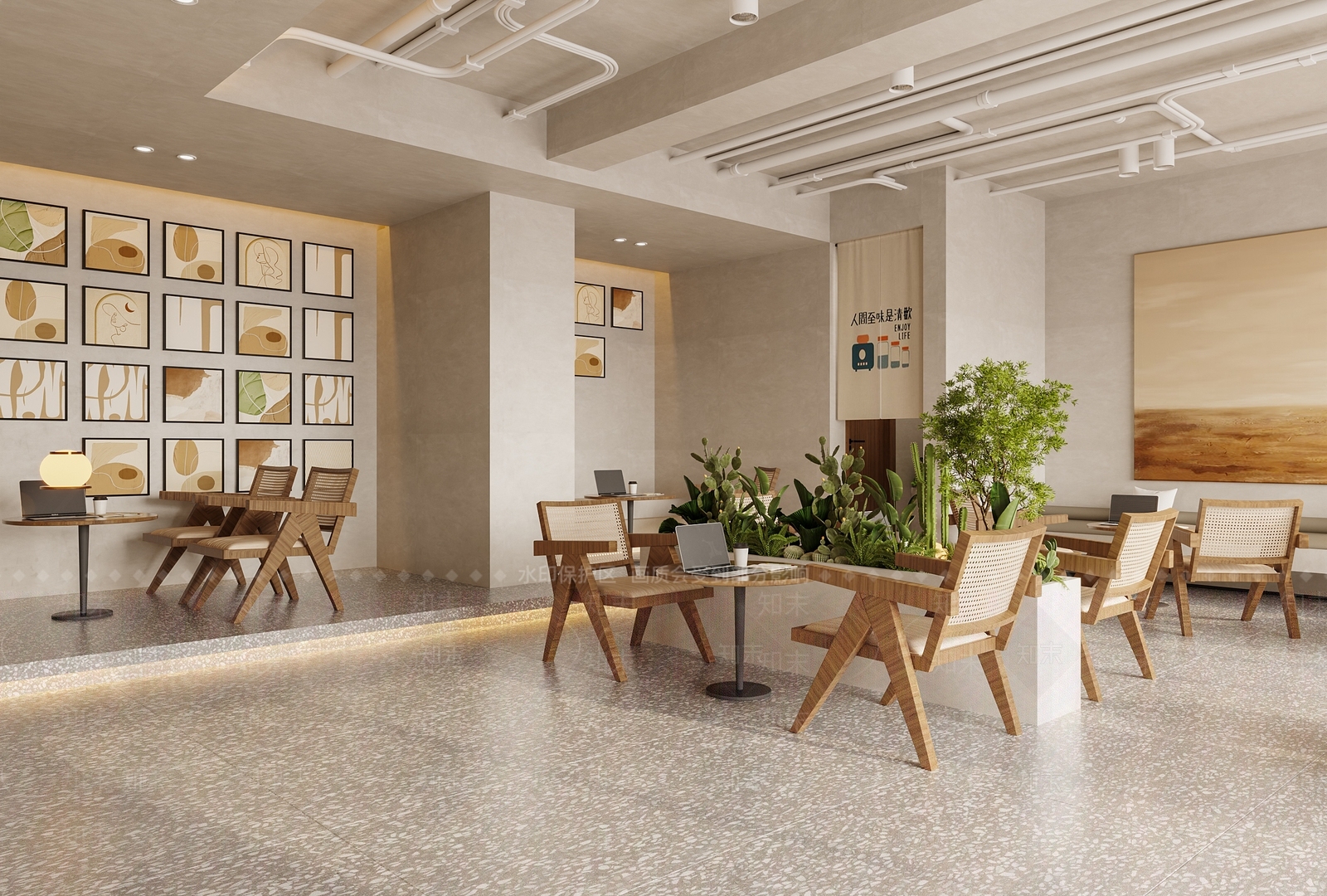侘寂办公大厅3D模型下载【ID:1213929853】