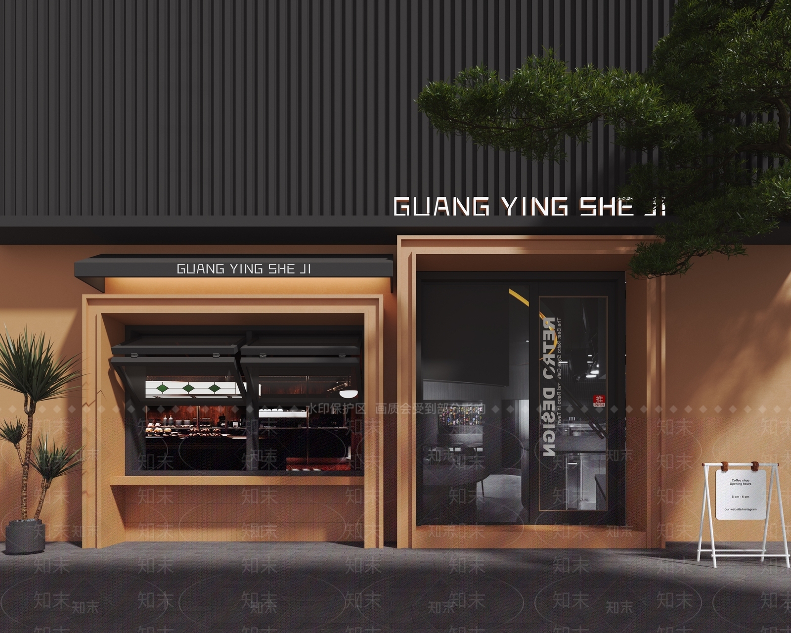 现代咖啡店门头3D模型下载【ID:1141705867】