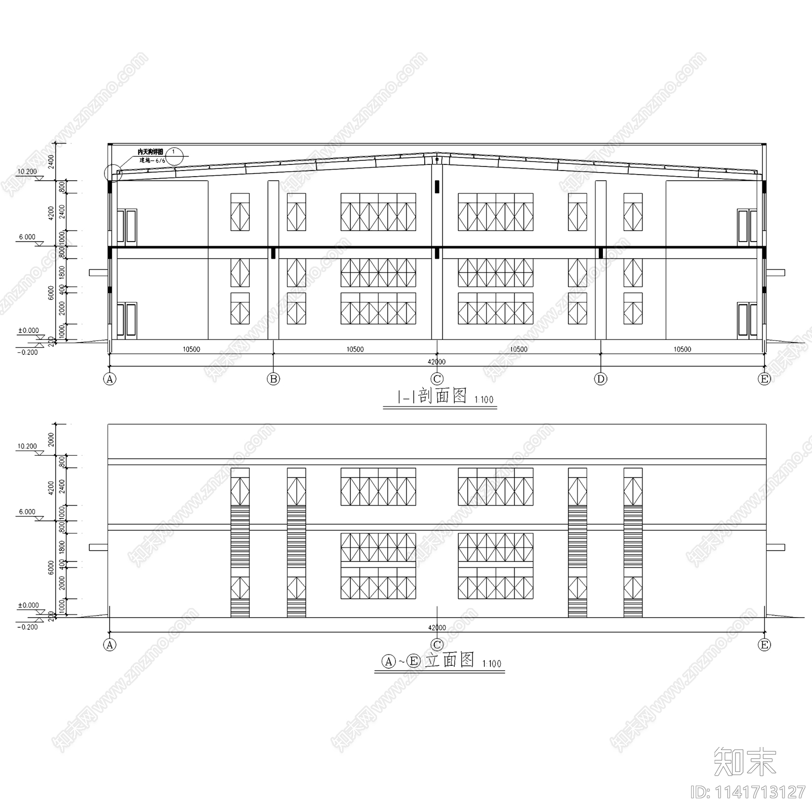 二层工业车间厂房建筑cad施工图下载【ID:1141713127】