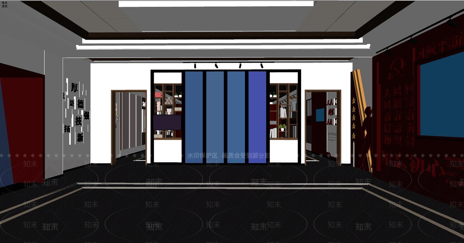 现代党建展厅SU模型下载【ID:1141714508】