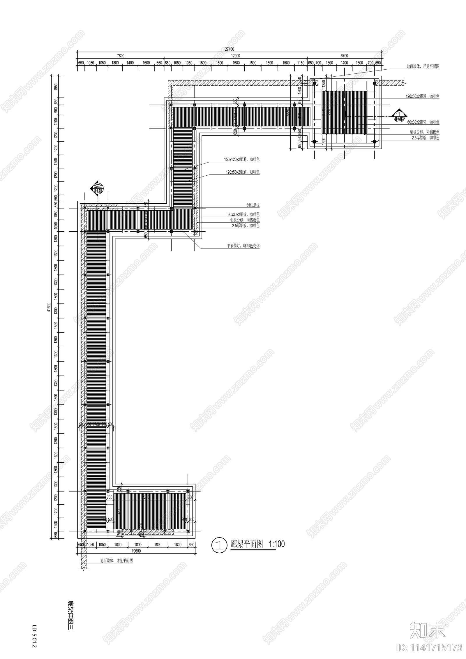 新中式景观廊架cad施工图下载【ID:1141715173】