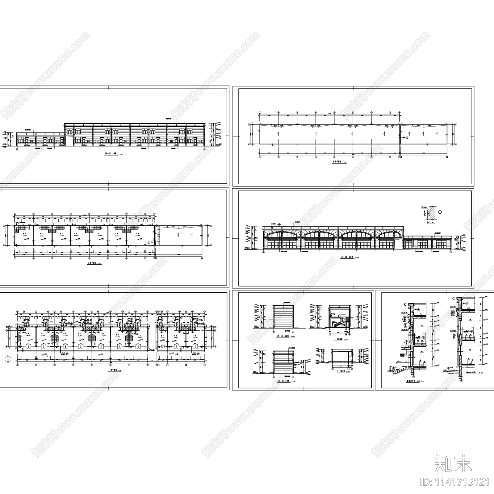 二层临街商店商业街建筑cad施工图下载【ID:1141715121】