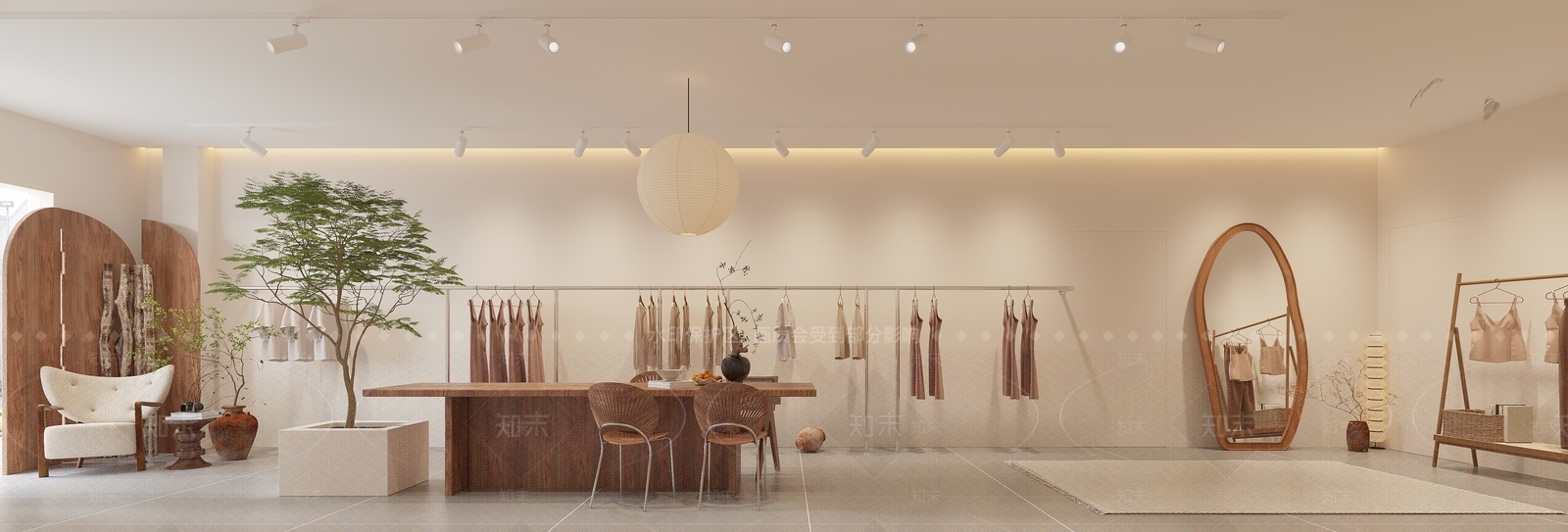 侘寂奶油风服装店3D模型下载【ID:1141721488】