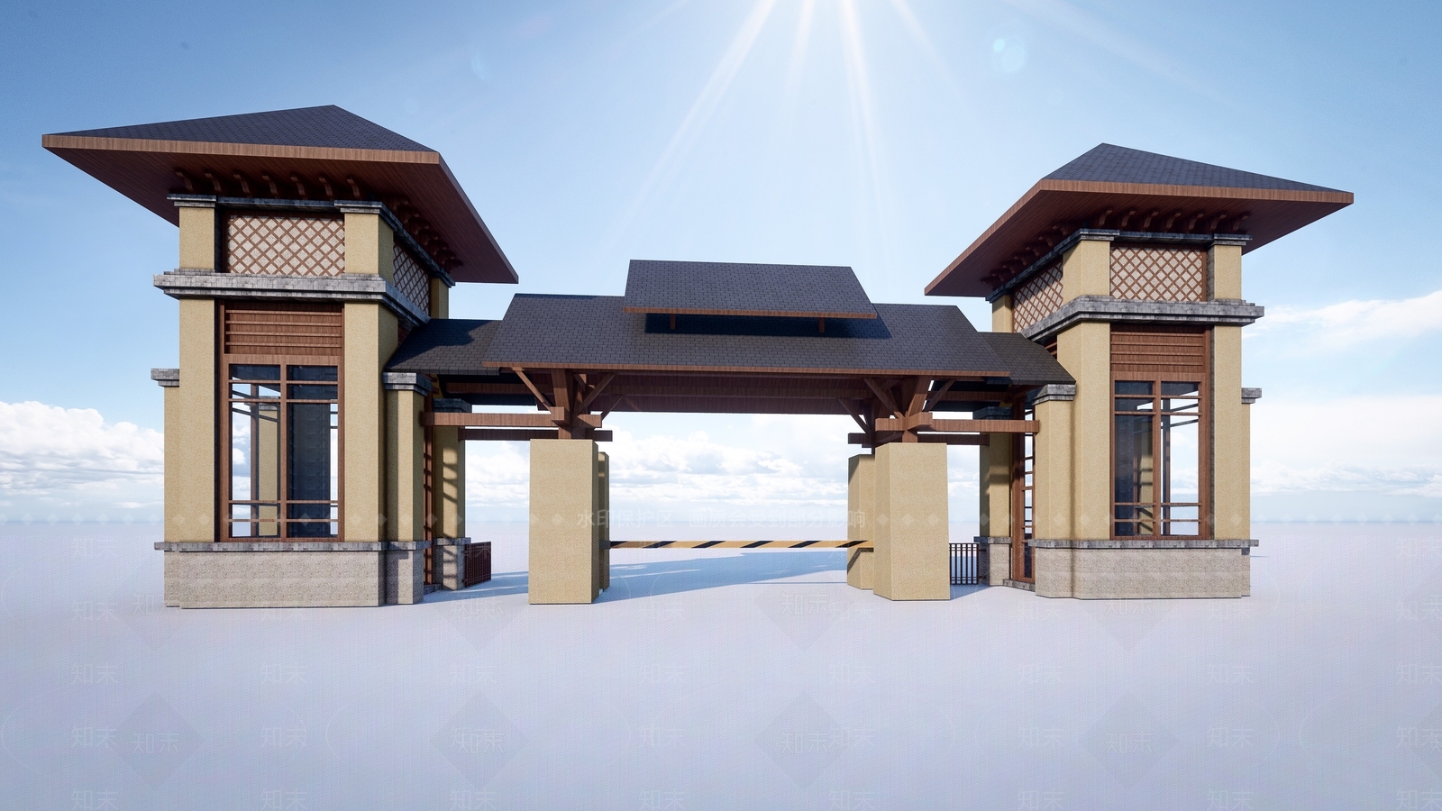 东南亚景观门头SU模型下载【ID:1141729394】