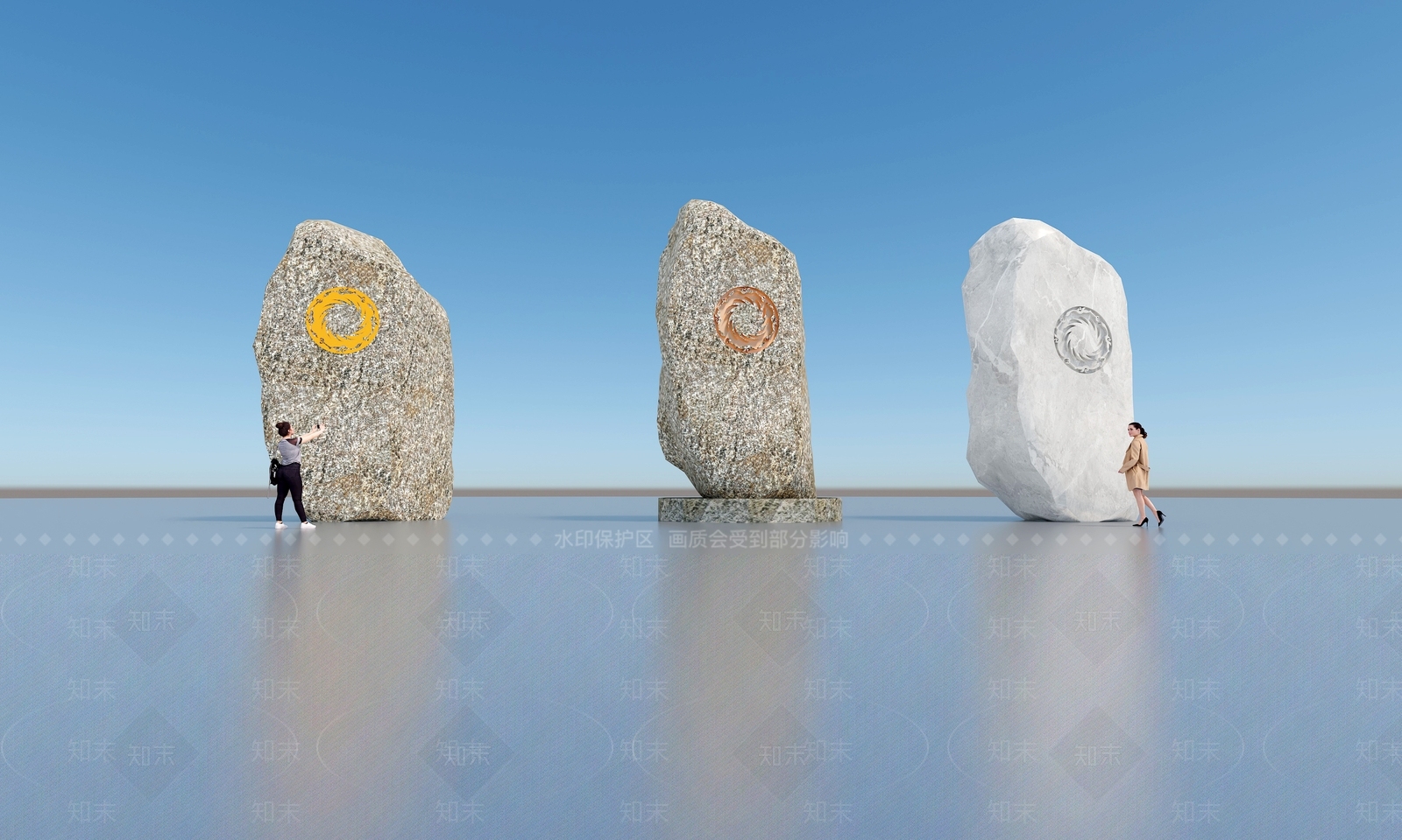 现代广场景观石头艺术3D模型下载【ID:1141730999】