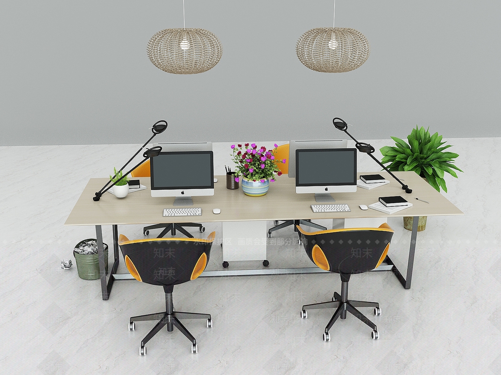 现代办公室办公桌椅3D模型下载【ID:1141732152】