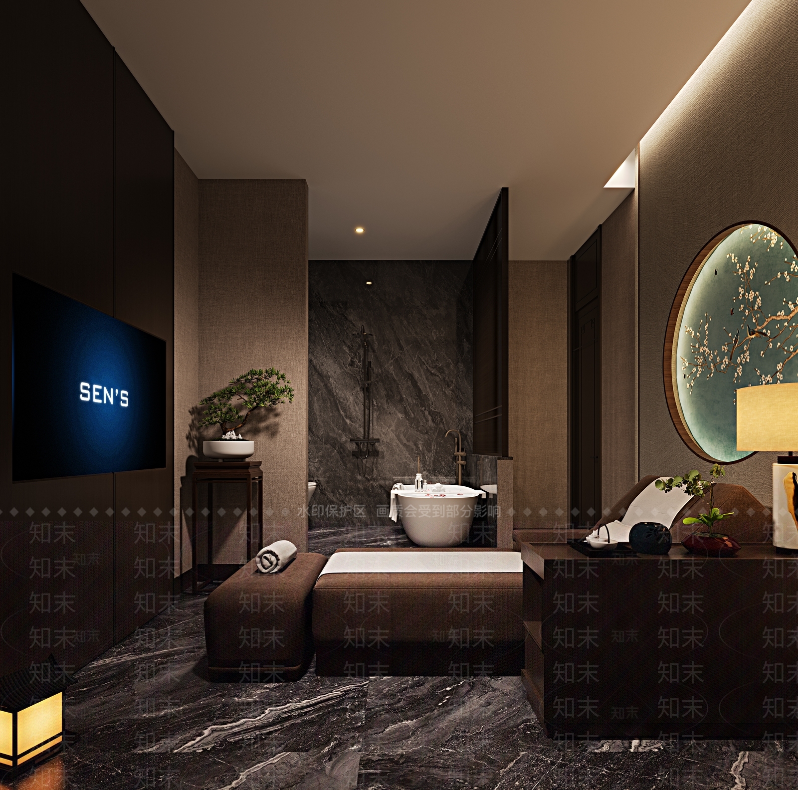 新中式足浴包厢3D模型下载【ID:1141736694】