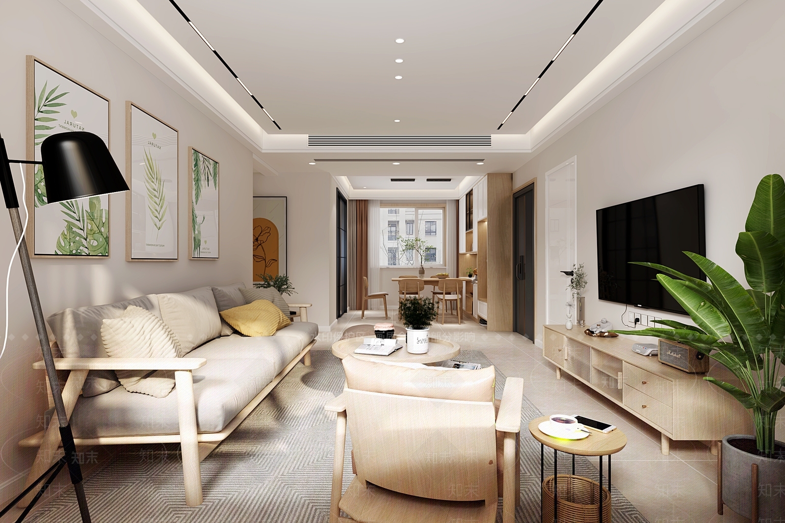 北欧风格客餐厅3D模型下载【ID:1141737873】