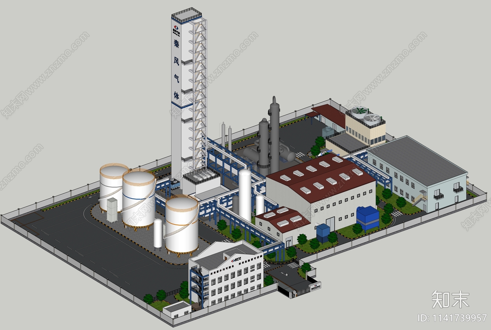 现代化工气体厂房SU模型下载【ID:1141739957】