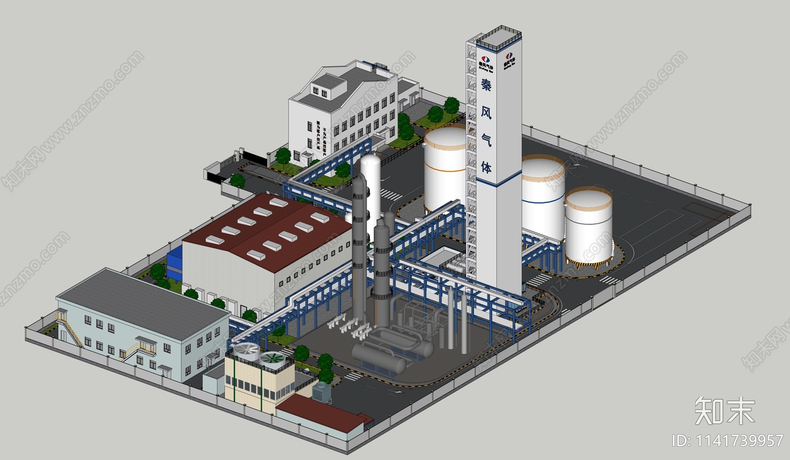 现代化工气体厂房SU模型下载【ID:1141739957】