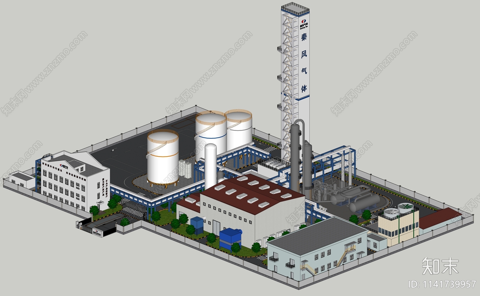 现代化工气体厂房SU模型下载【ID:1141739957】