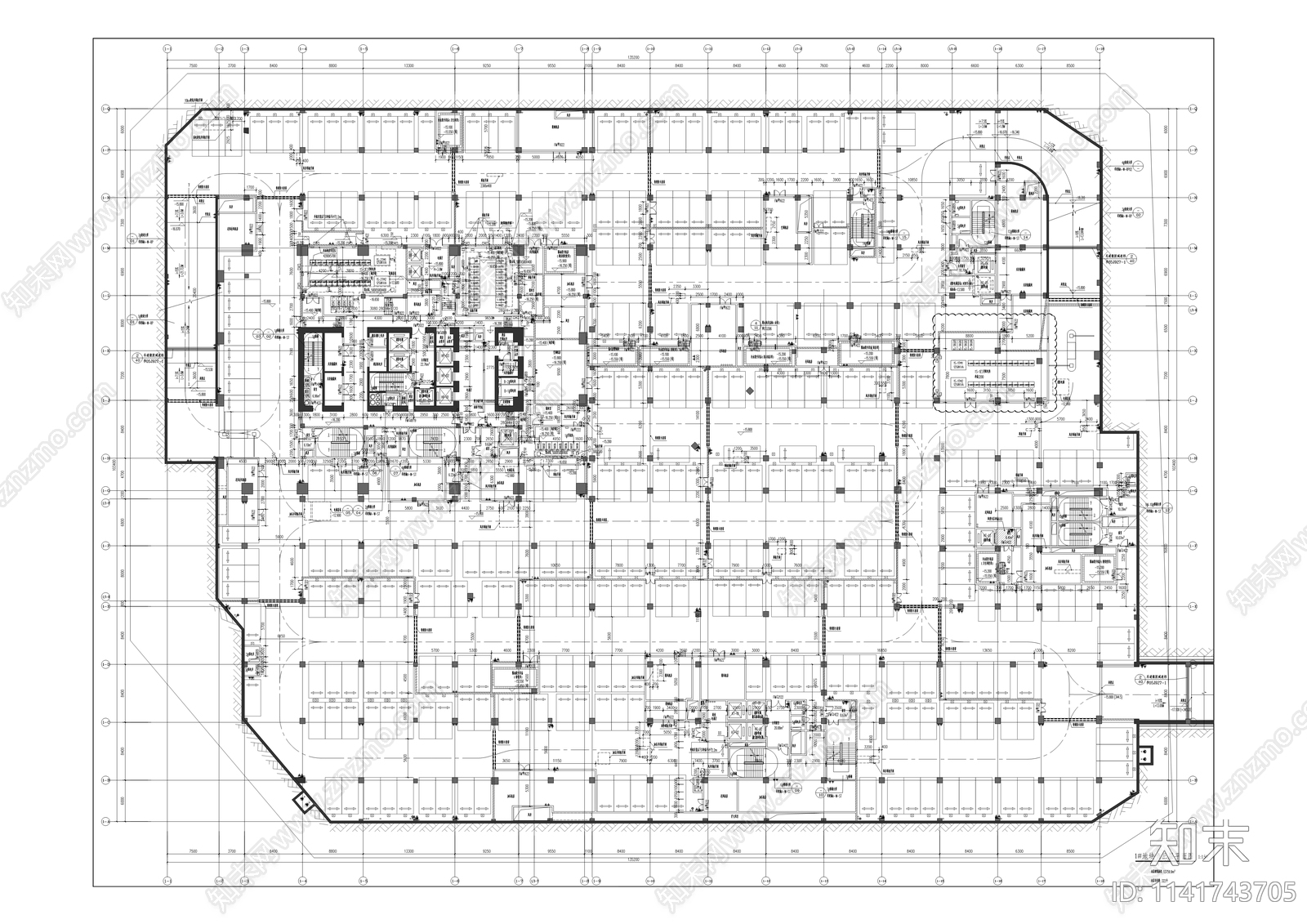 鲁能城三期商业建筑cad施工图下载【ID:1141743705】