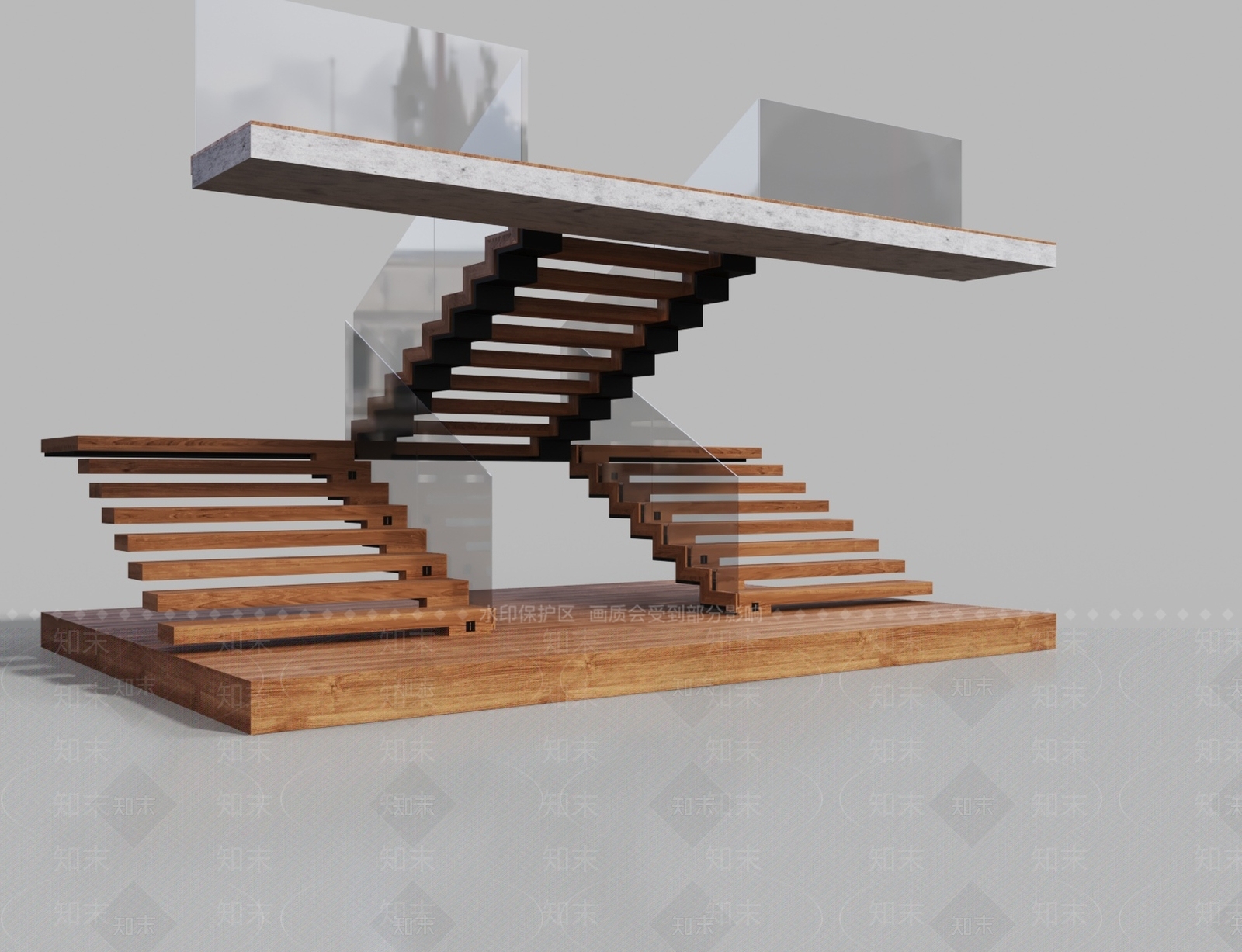 现代实木扶手楼梯3D模型下载【ID:1141746397】