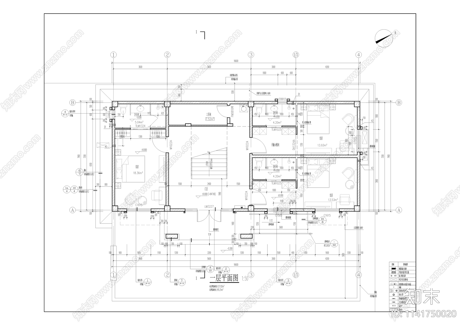 石壕小学建筑cad施工图下载【ID:1141750020】