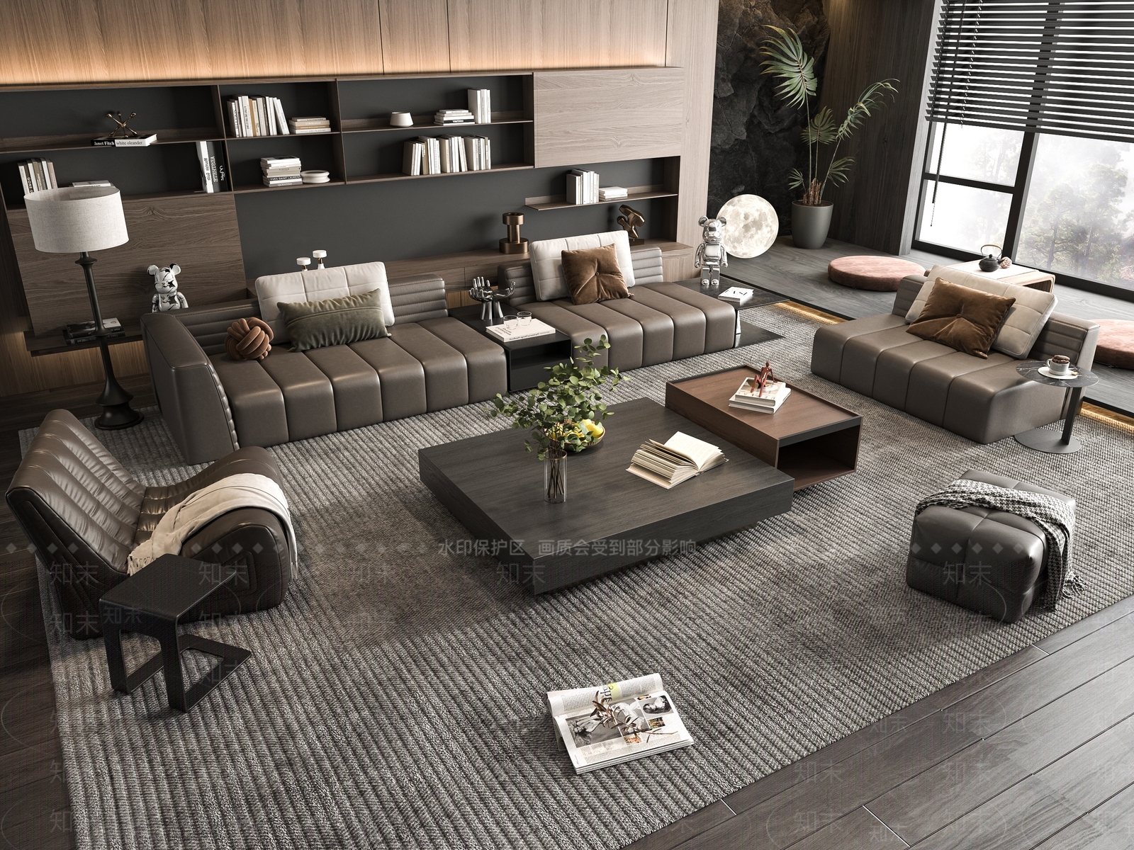 杂志植物装饰组合3D模型下载【ID:1206202236】