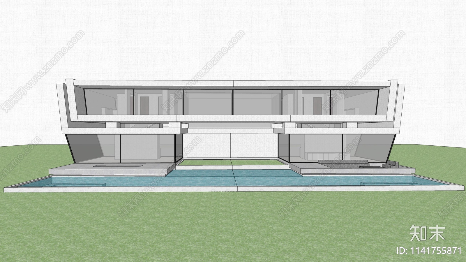 现代极简独栋别墅SU模型下载【ID:1141755871】