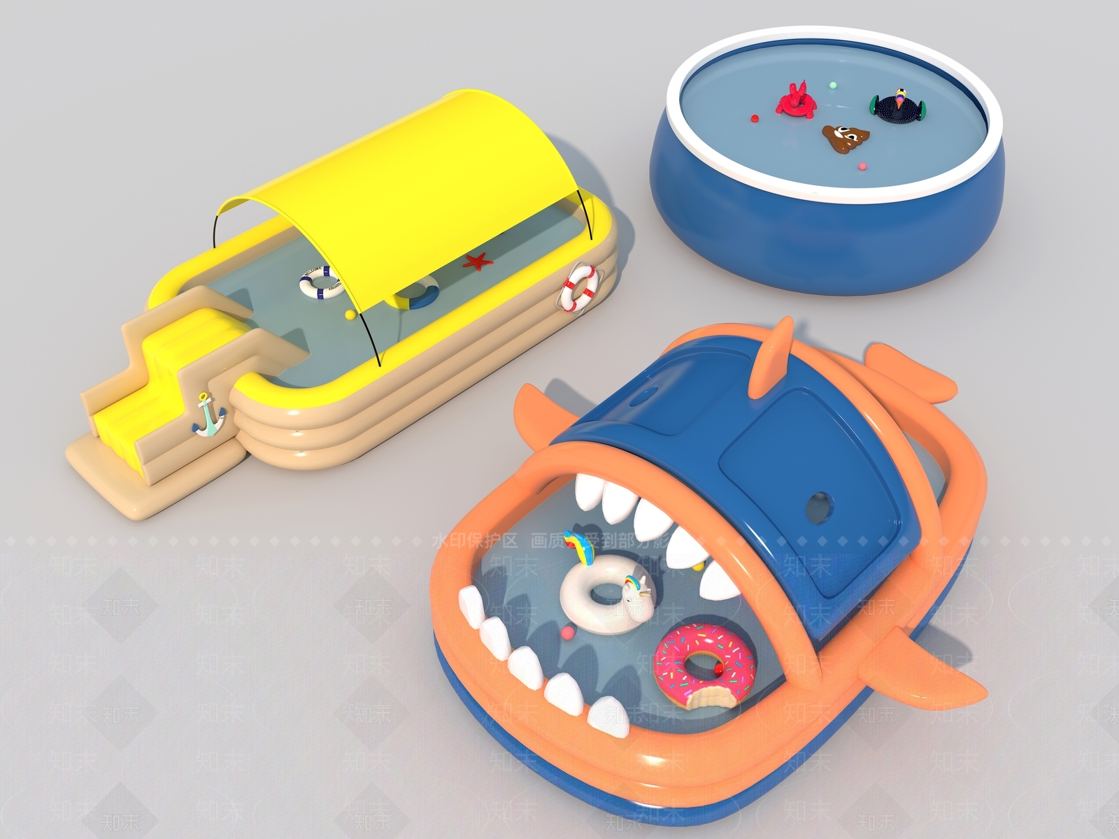 儿童户外充气游泳池SU模型下载【ID:1141758098】