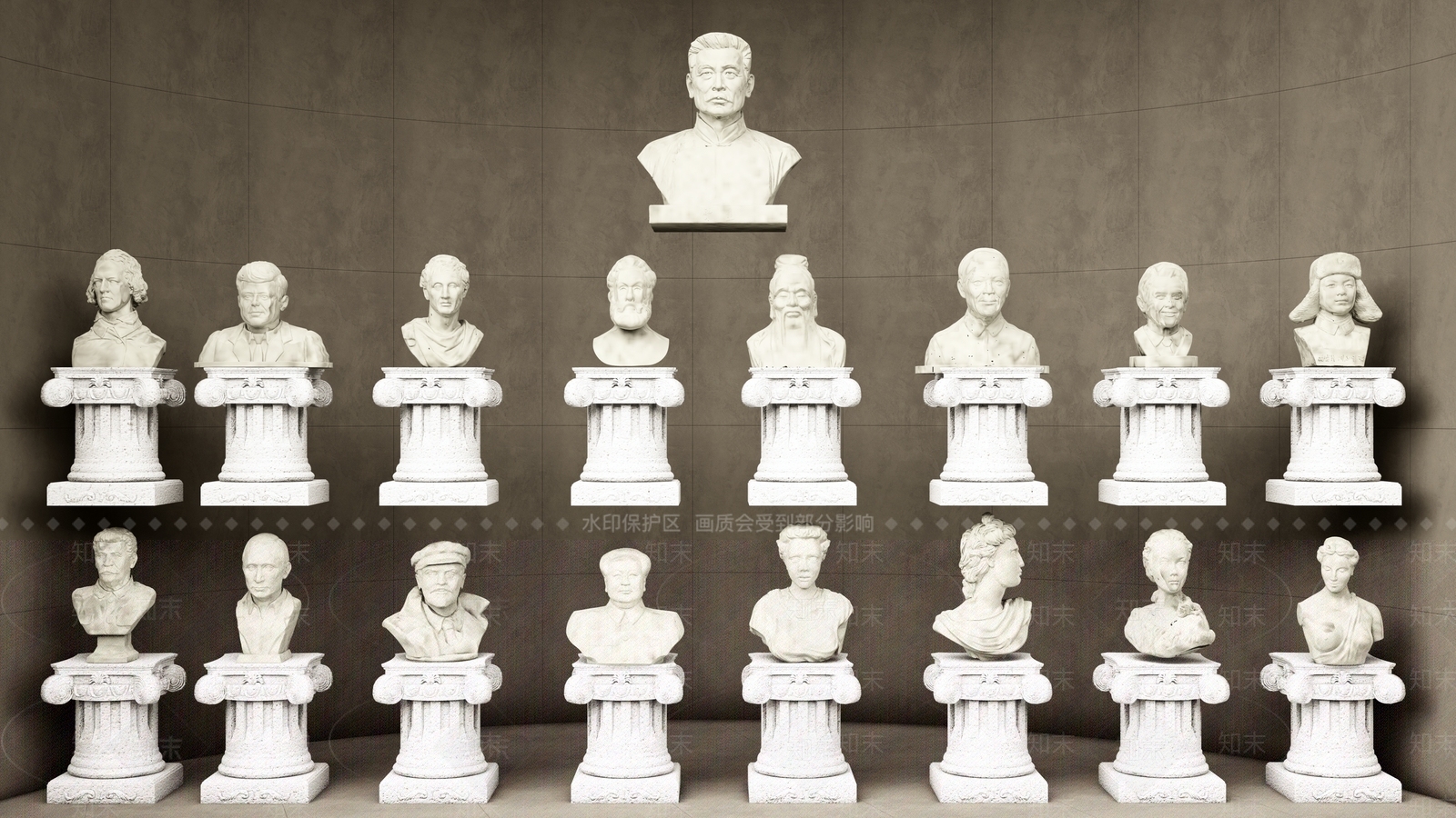 现代人物石膏雕塑SU模型下载【ID:1141758398】