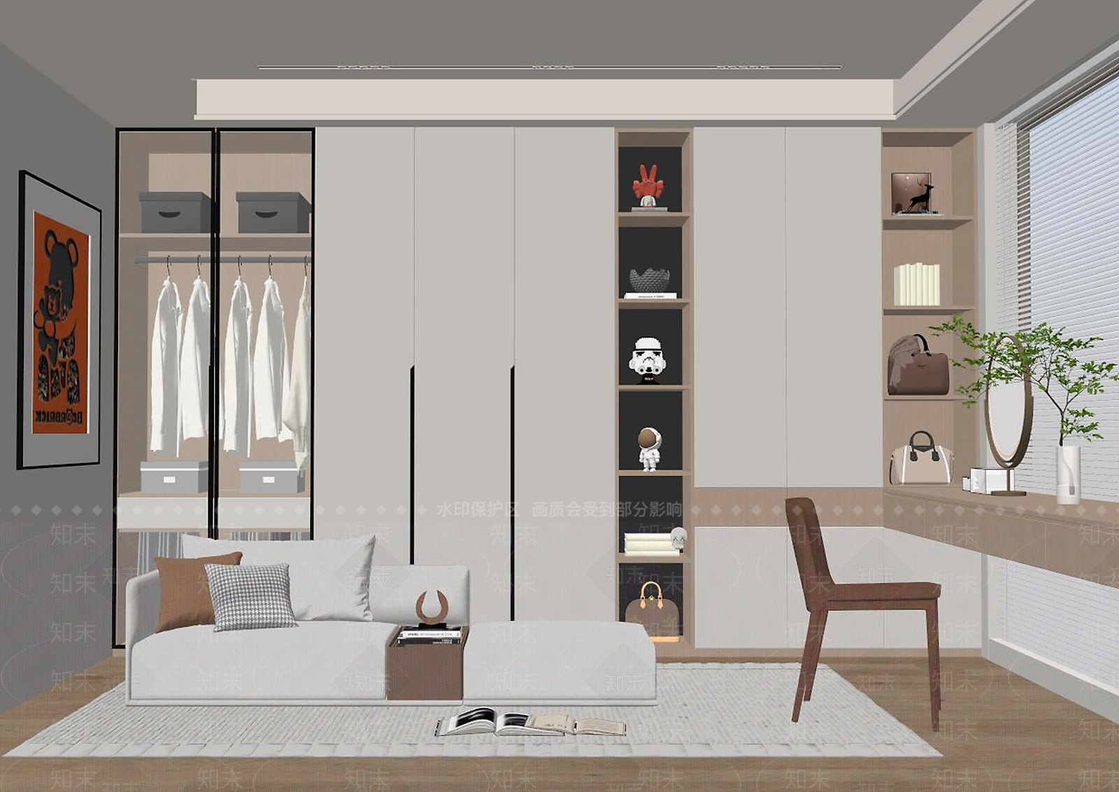 现代家居衣帽间SU模型下载【ID:1141759050】