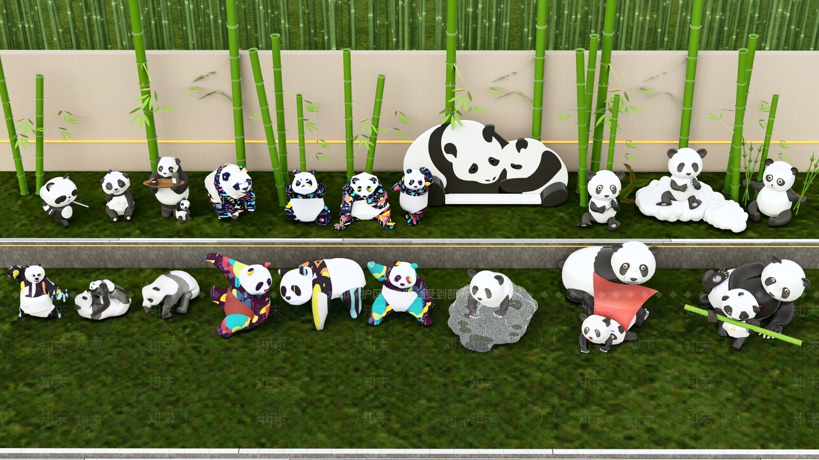 现代熊猫小品SU模型下载【ID:1141763899】